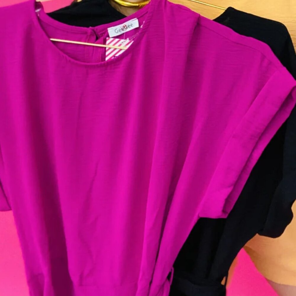 GeeGee Cherry Romper In Hot Pink Color NWT